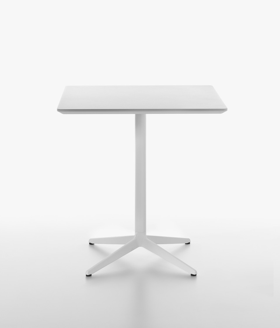 PLANK MISTER X table, square table top, 73 cm high, MDF, white