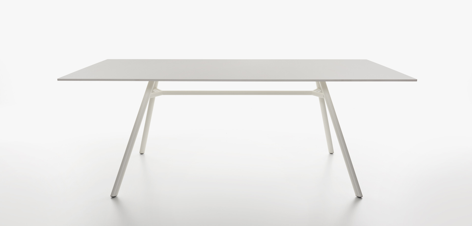 Plank - MART table, rectangular table top, white aluminum legs, white HPL top