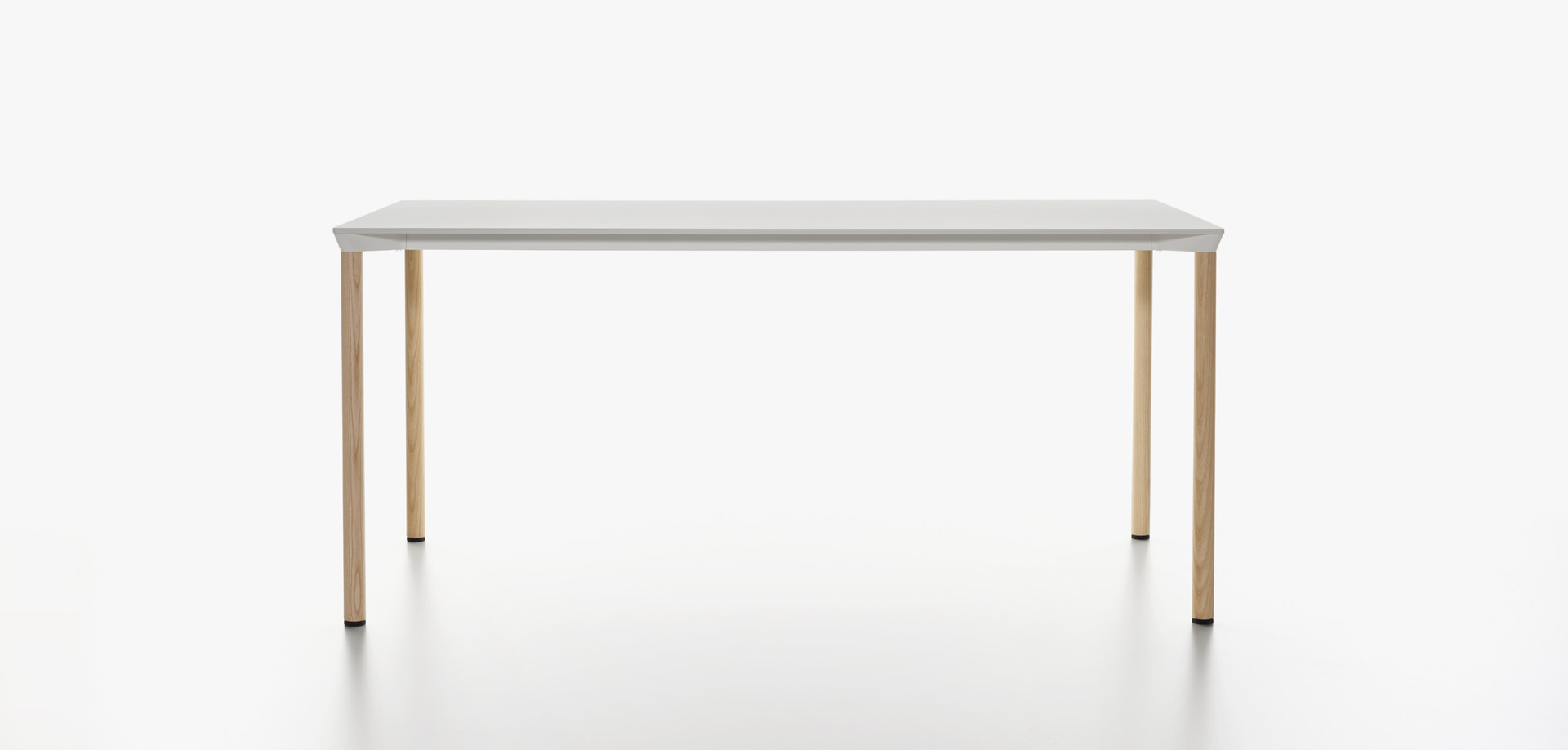 Plank - MONZA table rectangular, white HPL table top, natural ash legs