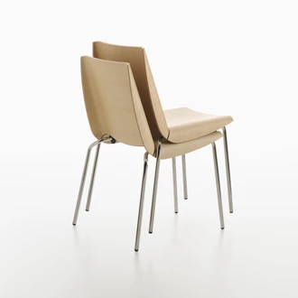 Millefoglie zebrano backrest and chromed metal frame stacked