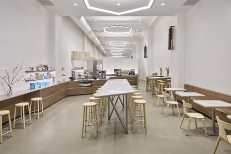 Blue Bottle Gramercy Park Cafe - REMO wood chair, BLOCCO stool