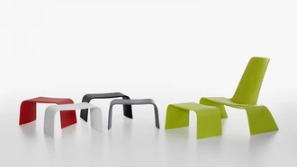 land ottoman and land lounge chair 