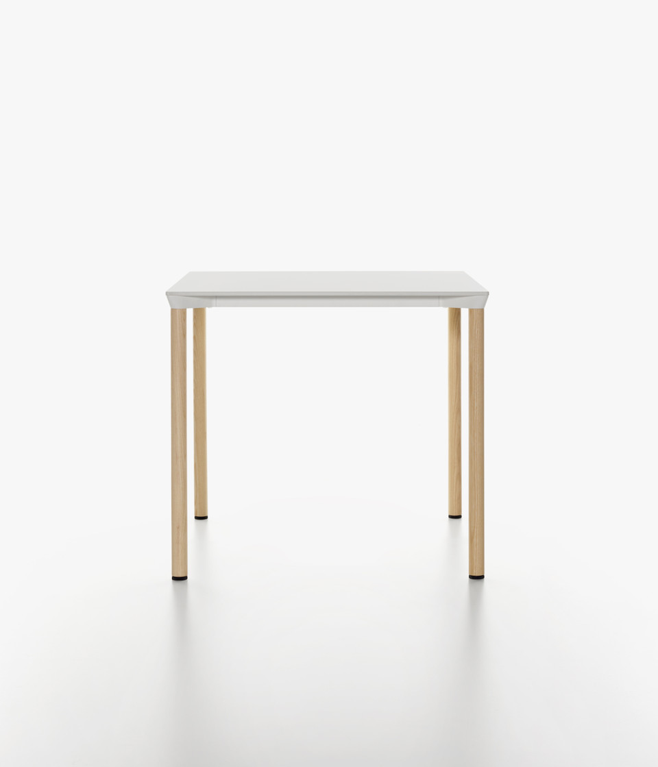Plank - MONZA table square, white HPL table top, natural ash legs