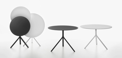 Plank - MIURA table, round table top, 73 cm high, large table base
