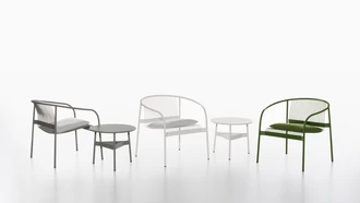 velit lounge chair and side table with velit lounge cushion 