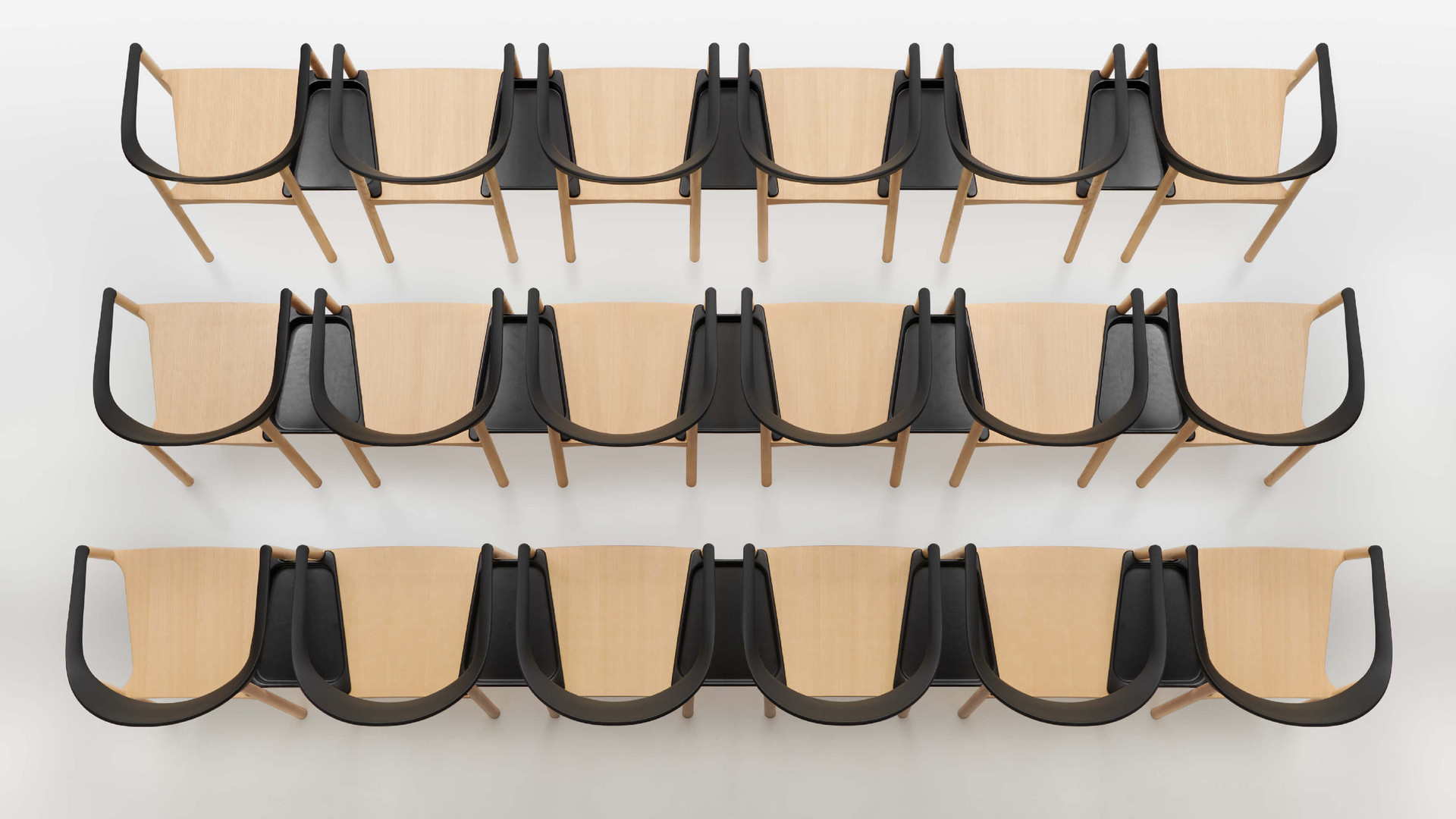Stackable and connectable chair, ash, indoor, outdoor, meeting