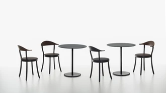 monza bistro made out of black beech and black backrest group with bon table in black 