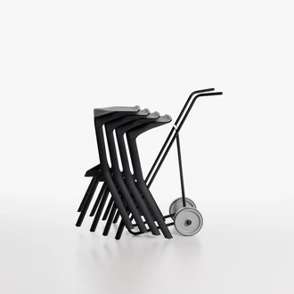 MIura stool stacked on miura stool trolley