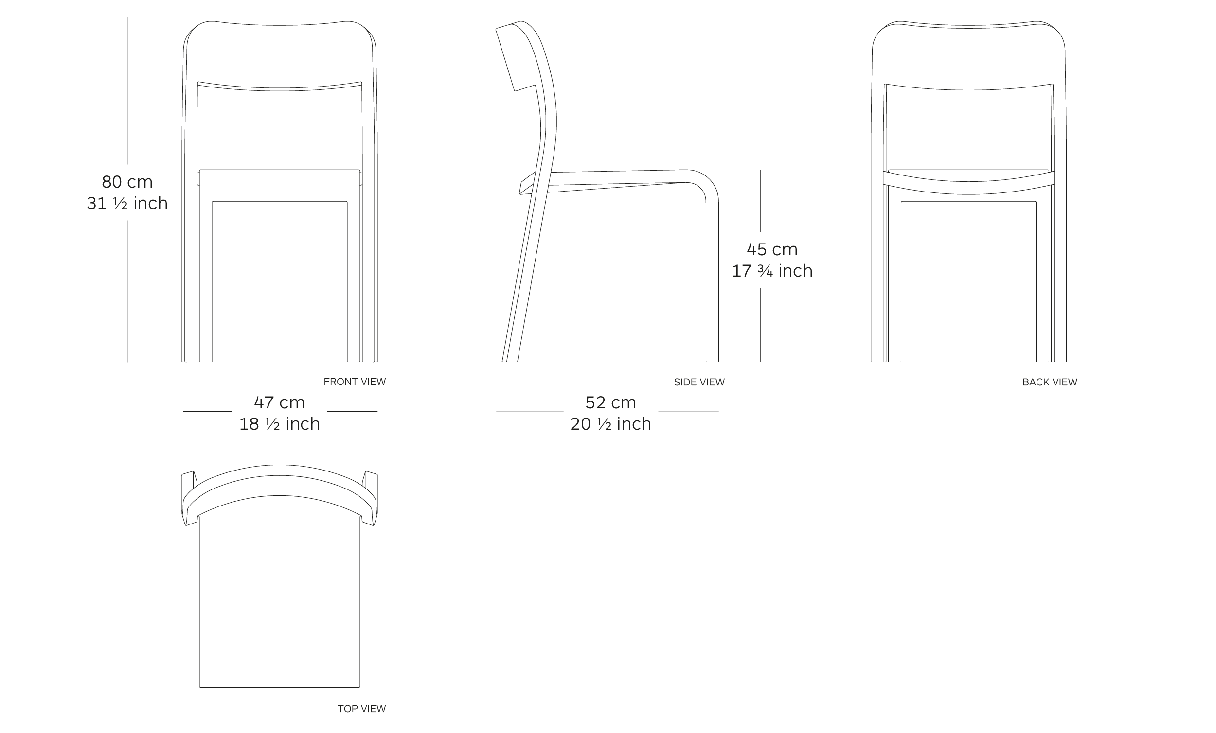 blocco chair dimensions