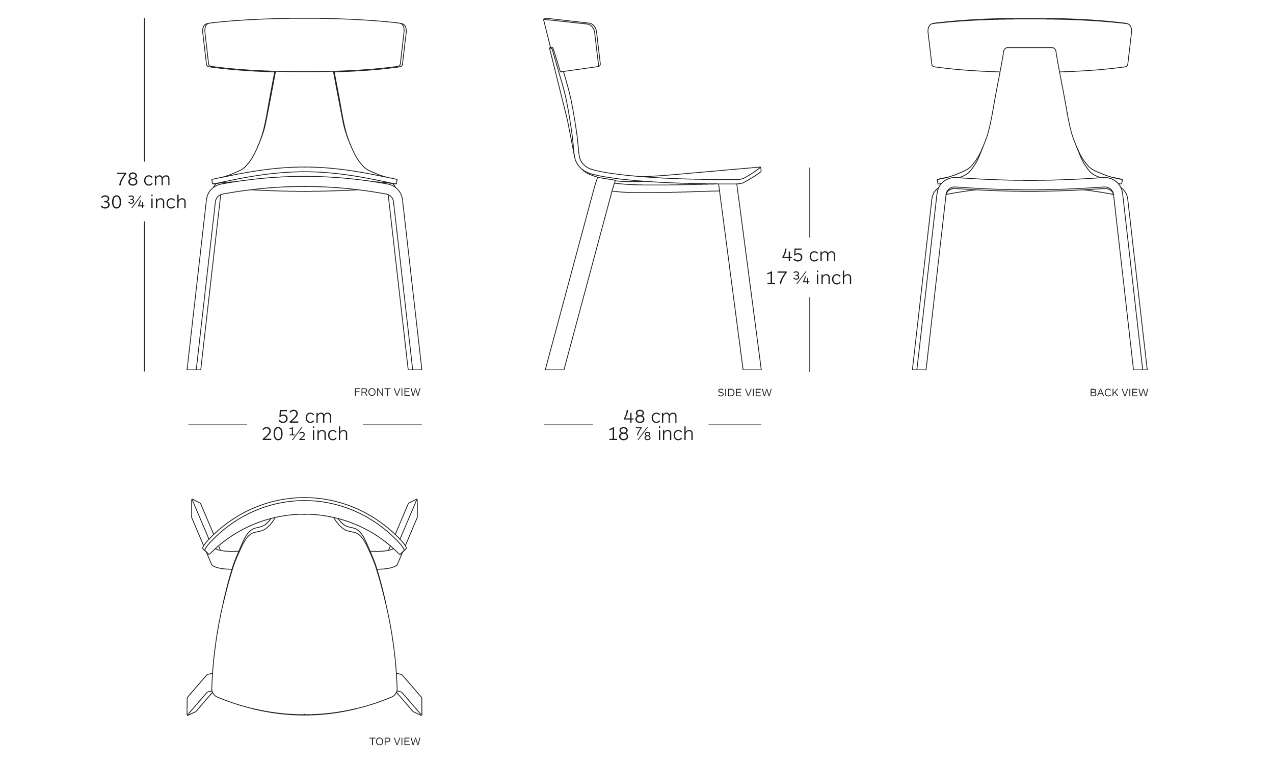 MOD. 1415-20 remo wood stackable dimensions