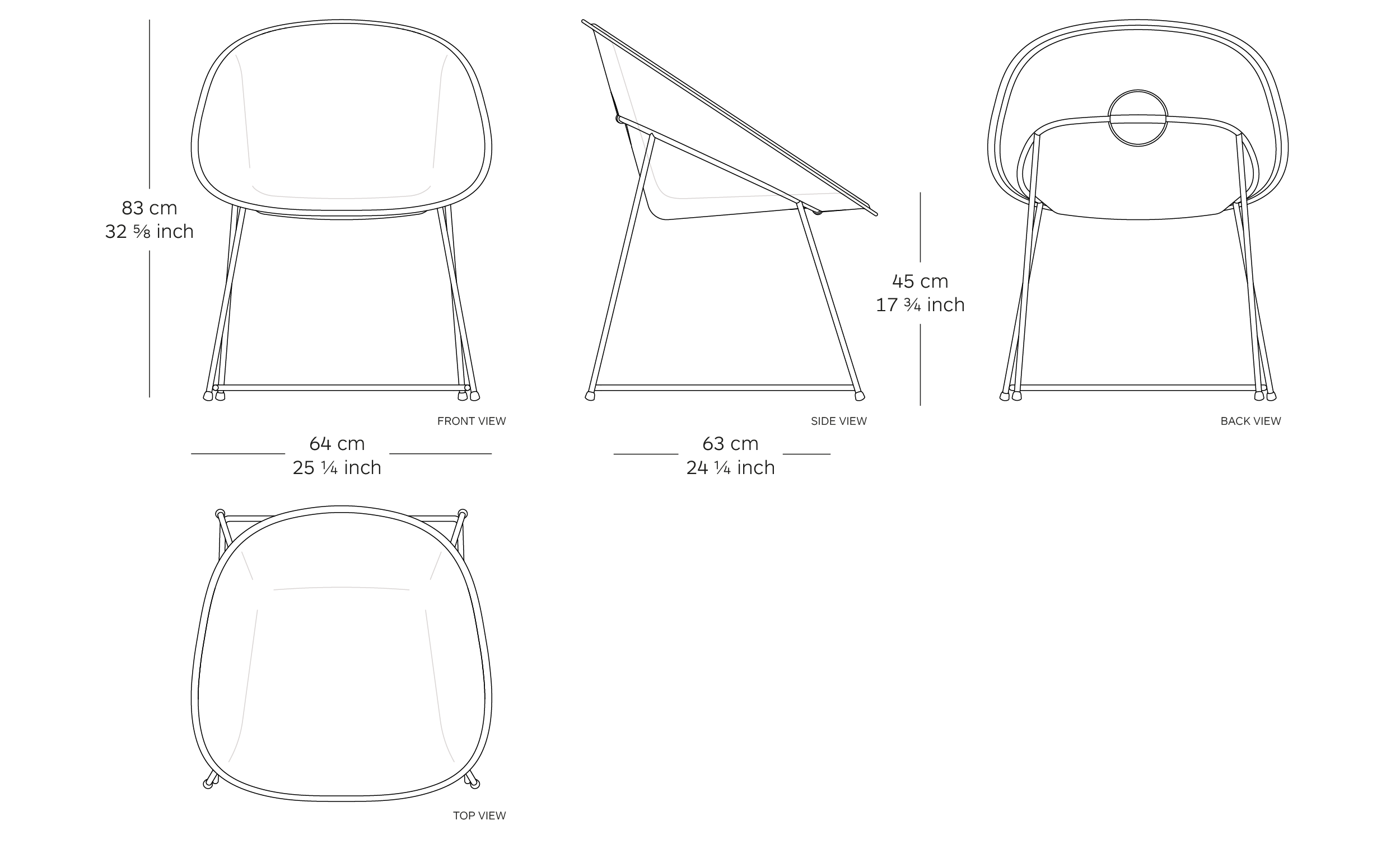 cup armchair dimensions