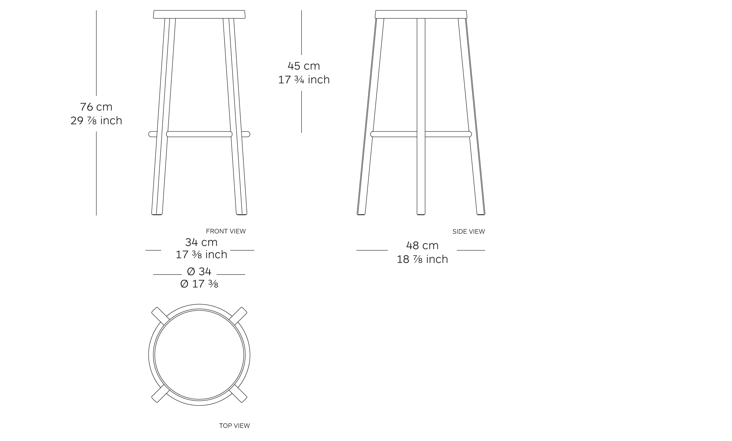 MOD. 8500-00 blocco stool dimensions