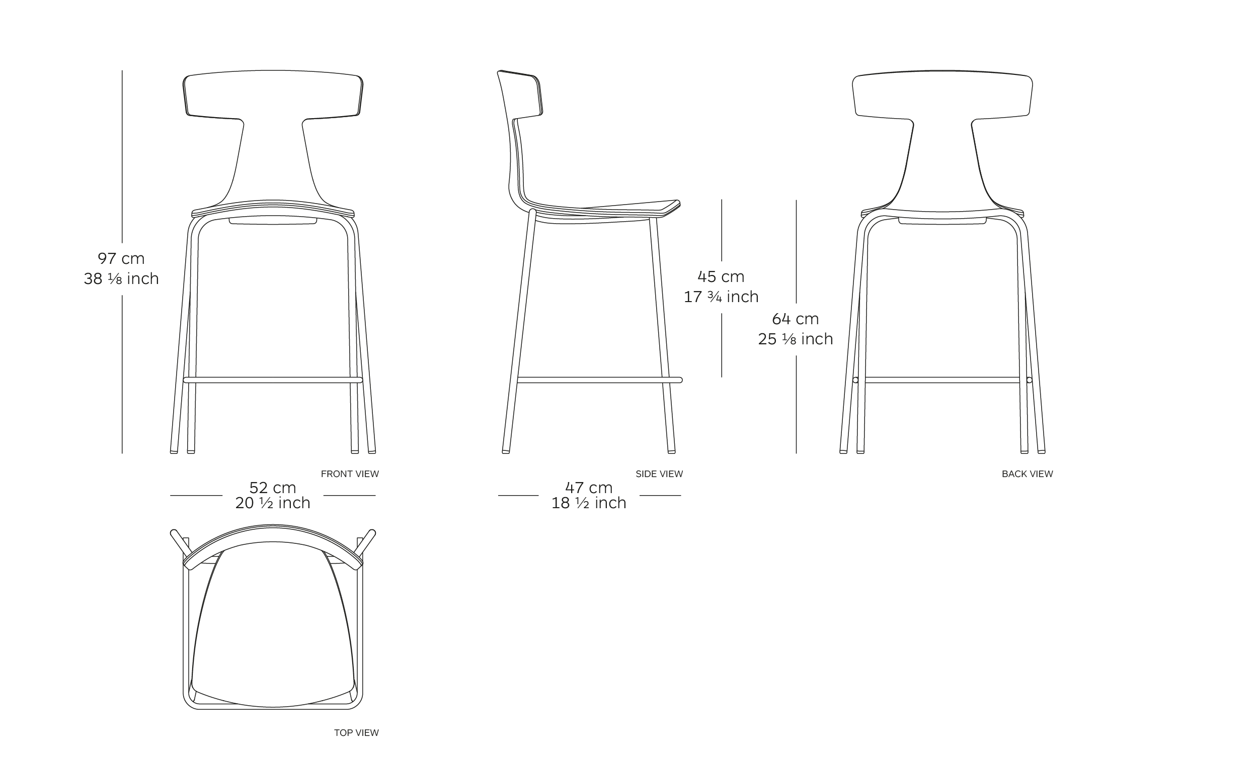 remo stool soft dimensiions