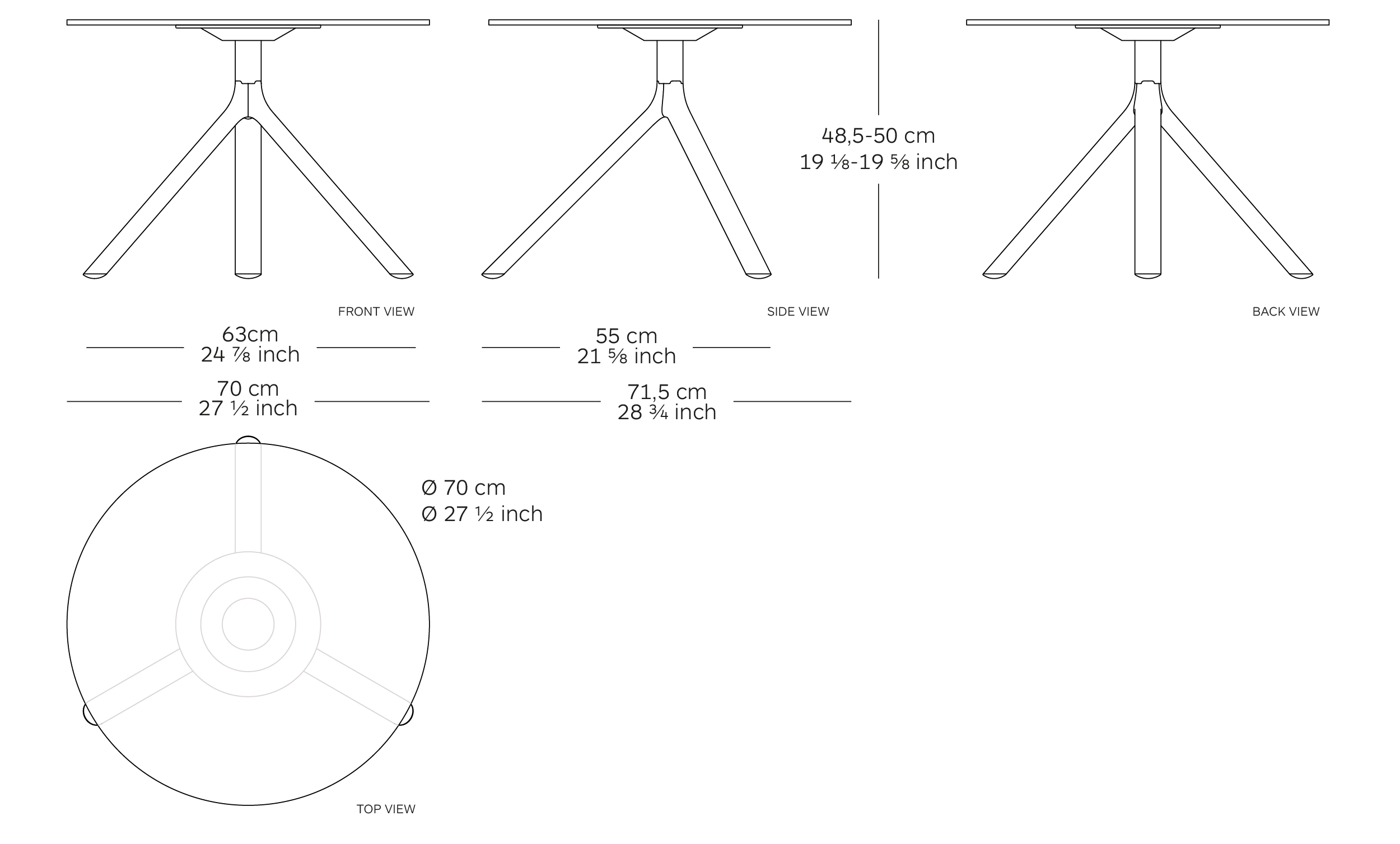 MOD. 9590-51 miura table dimensions