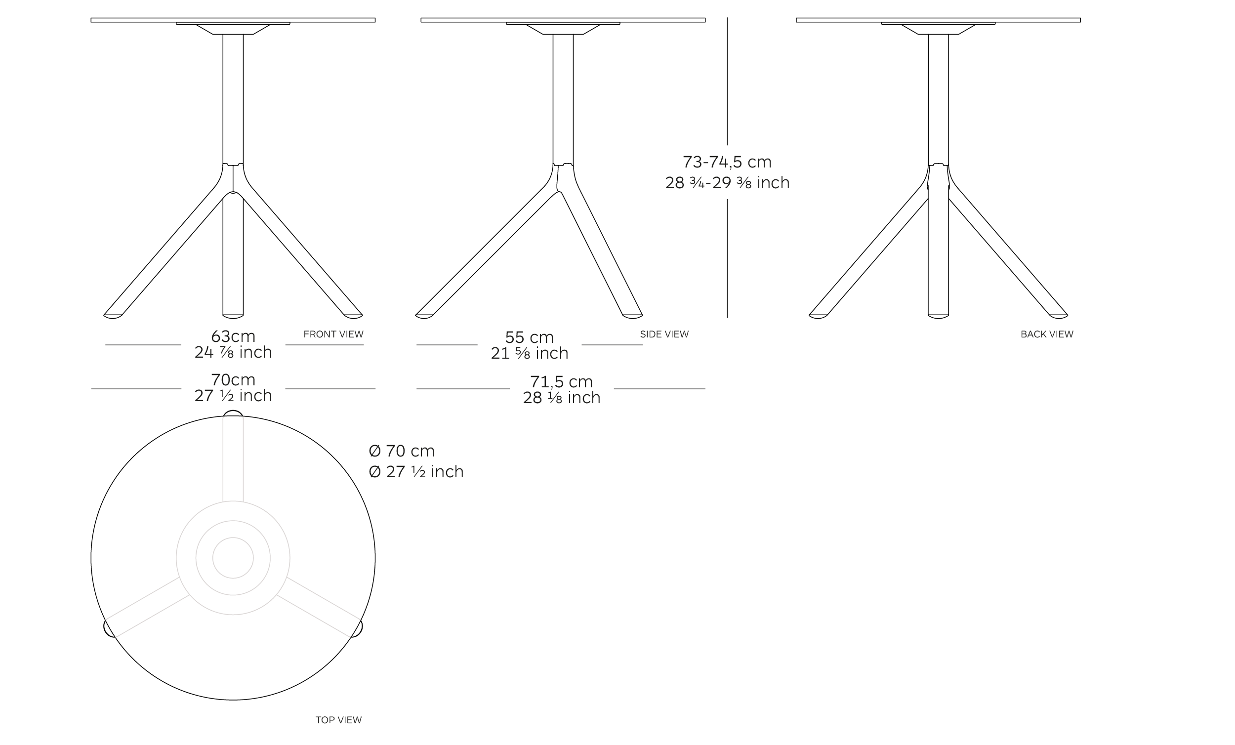 MOD. 9590-01 miura table dimensions