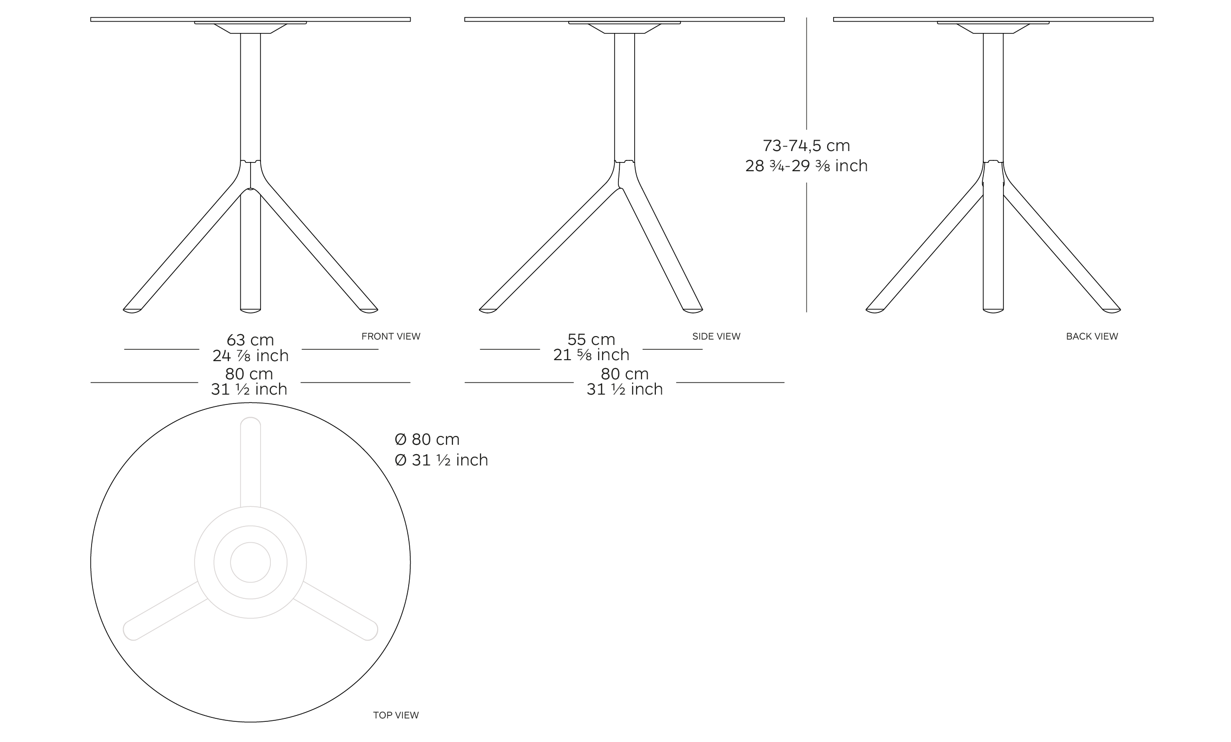 MOD. 9591-01 miura table dimensions