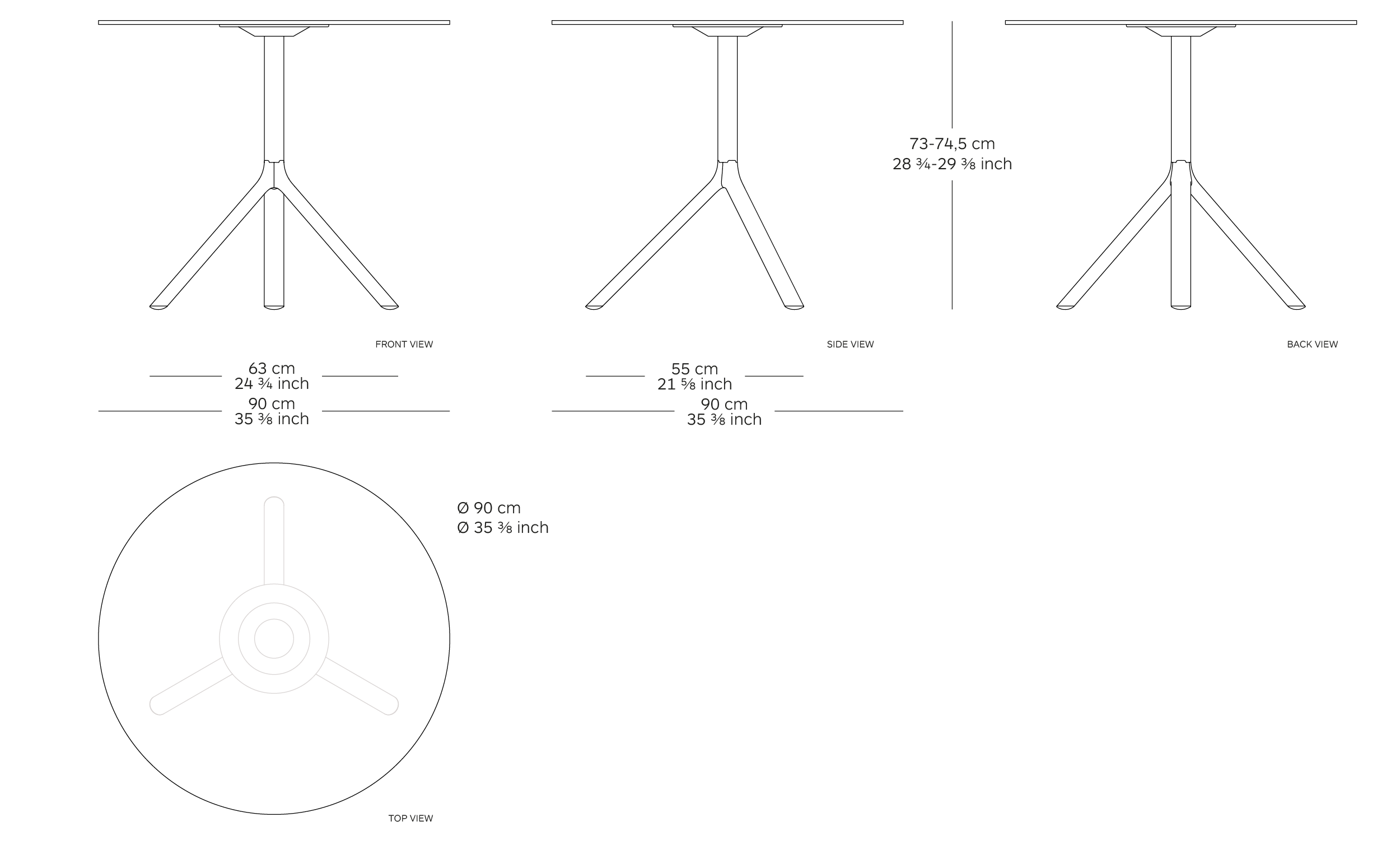 MOD. 9592-01 miura table dimensions