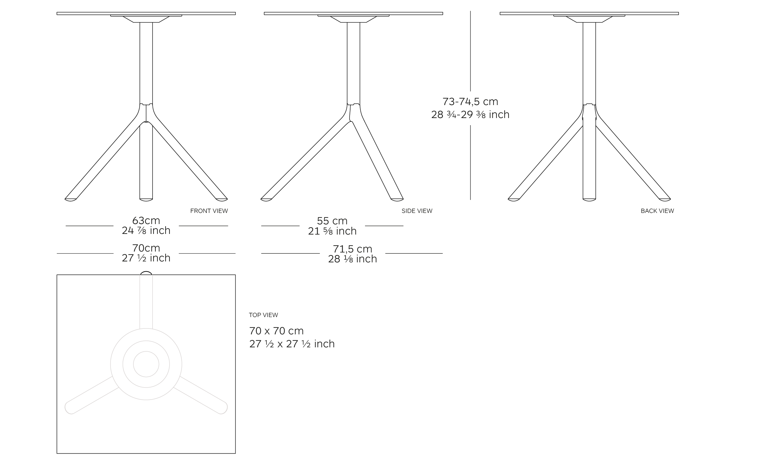 MOD. 9580-01 miura table dimensions