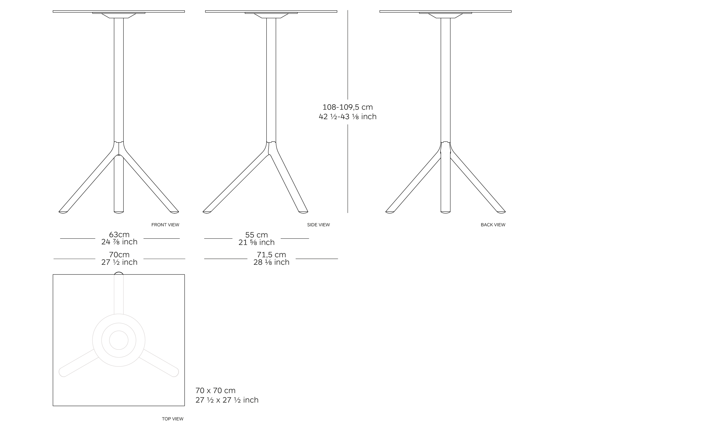 miura table dimensions
