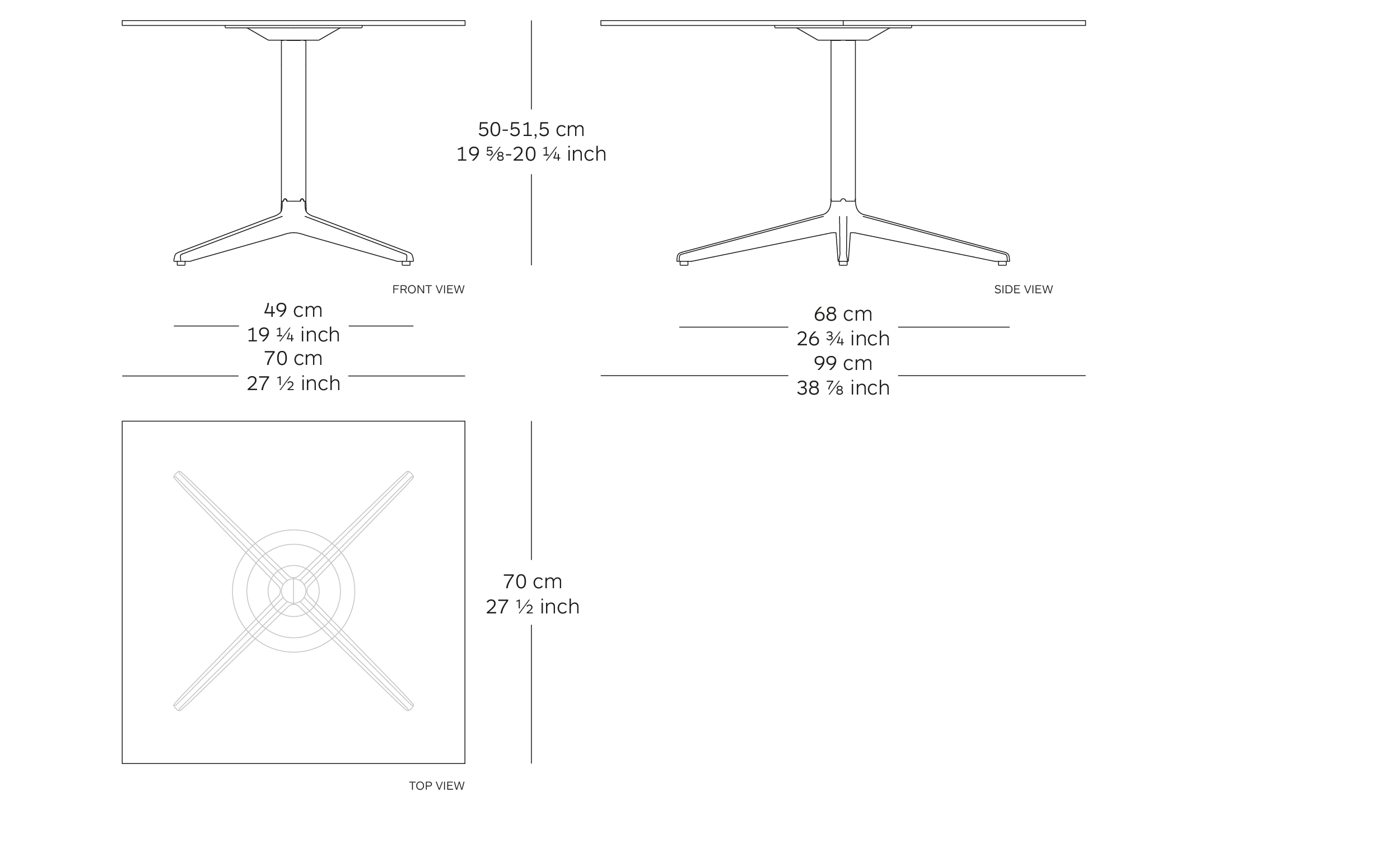 MOD. 9510-51 misterx table dimensions