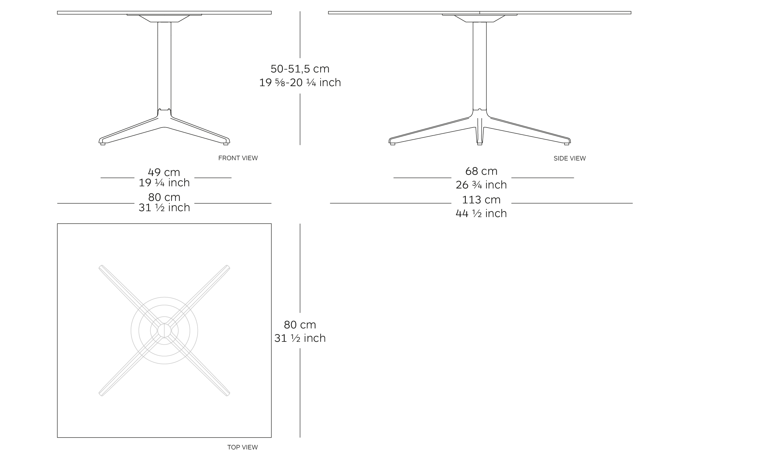 MOD. 9511-51 misterx table dimensions