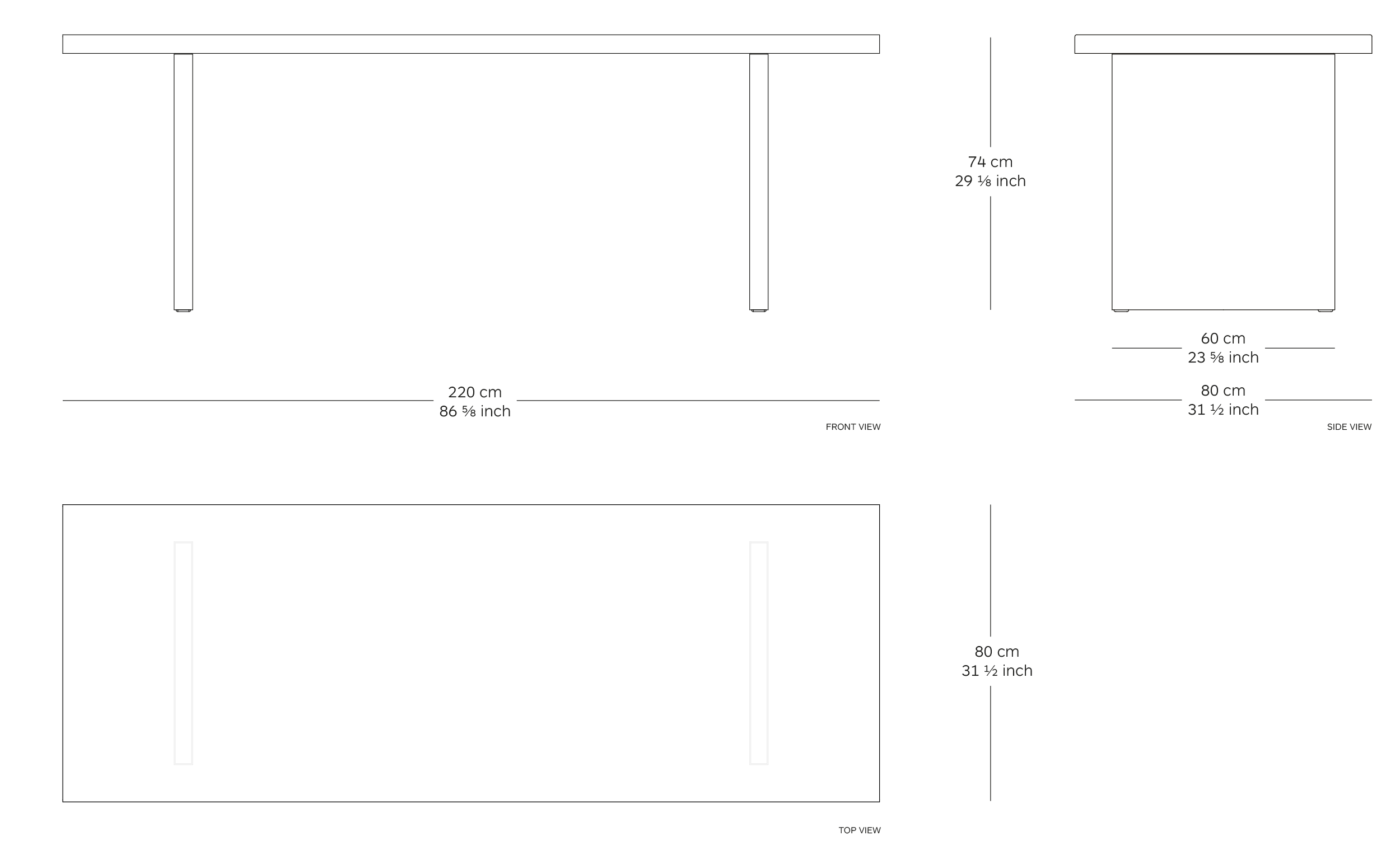 bench table dimensions